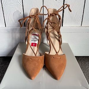 New Women’s Size 8 Marc Fisher Truthe Medium Brown Suede Lace-up Heels